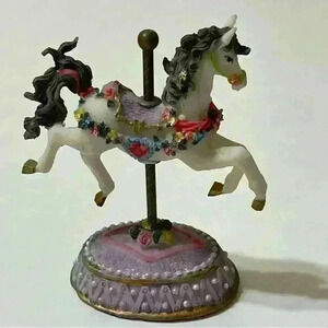 K's Collection Carousel Horse Figurine 4-3/4" tall Purple Roses
